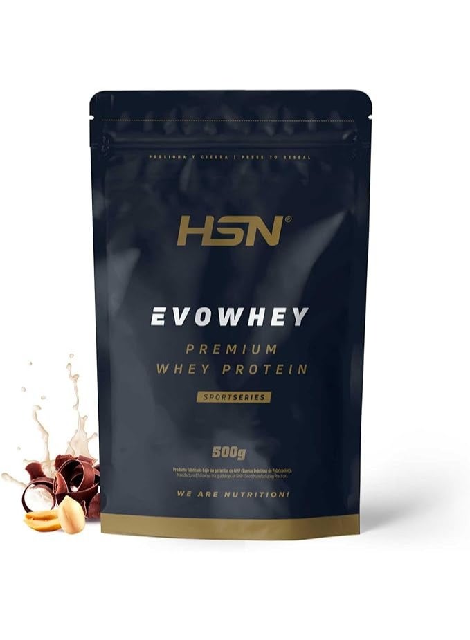 HSN EVOWHEY 2.0 (Whey Protein) - 500G | 23G Protein | 5.5 g BCAA's | 4 g Glutamine | From Grass Fed Cows Milk | Preservatives & GMO Free | For Vegetarians (Chocolate Crema De Cacahuete) - Image 1